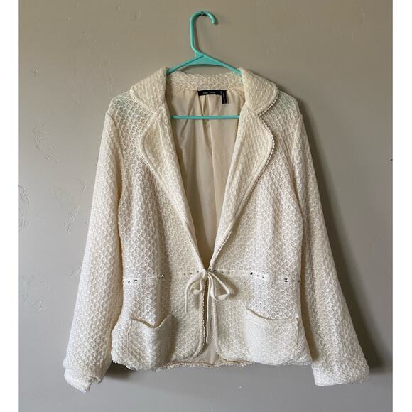 Vice Versa Ivory Wool Blazer Size Large - Picture 1 of 5